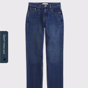 Abercrombie Mid Rise 90s Straight Frayed Hem Jean Medium Fray Hem